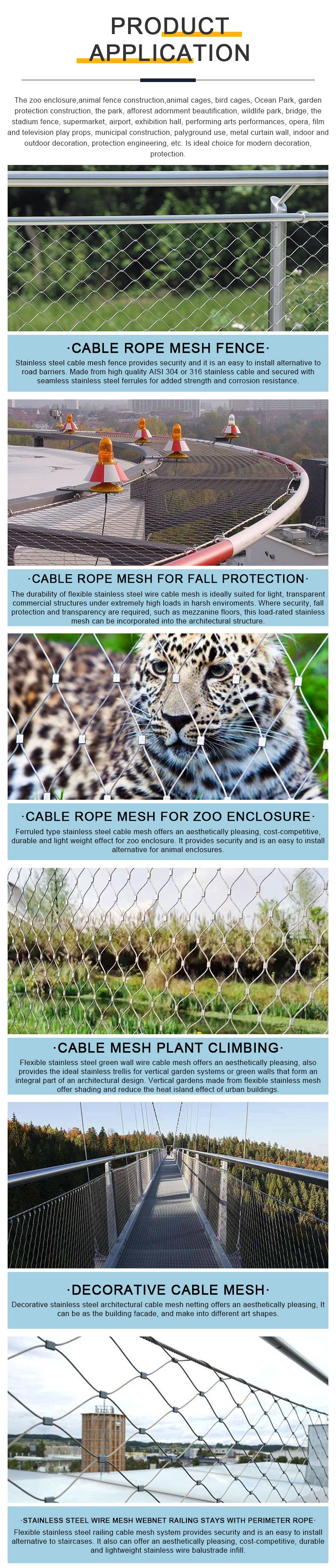 Wire rope netting, black oxide zoo mesh-Flexible Barrier for animal